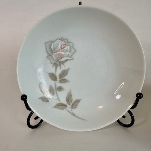 Noritake Edenrose 2 Fruit/Dessert (Sauce) Bowls Gray/Pink/White Roses VTG - Picture 4 of 13